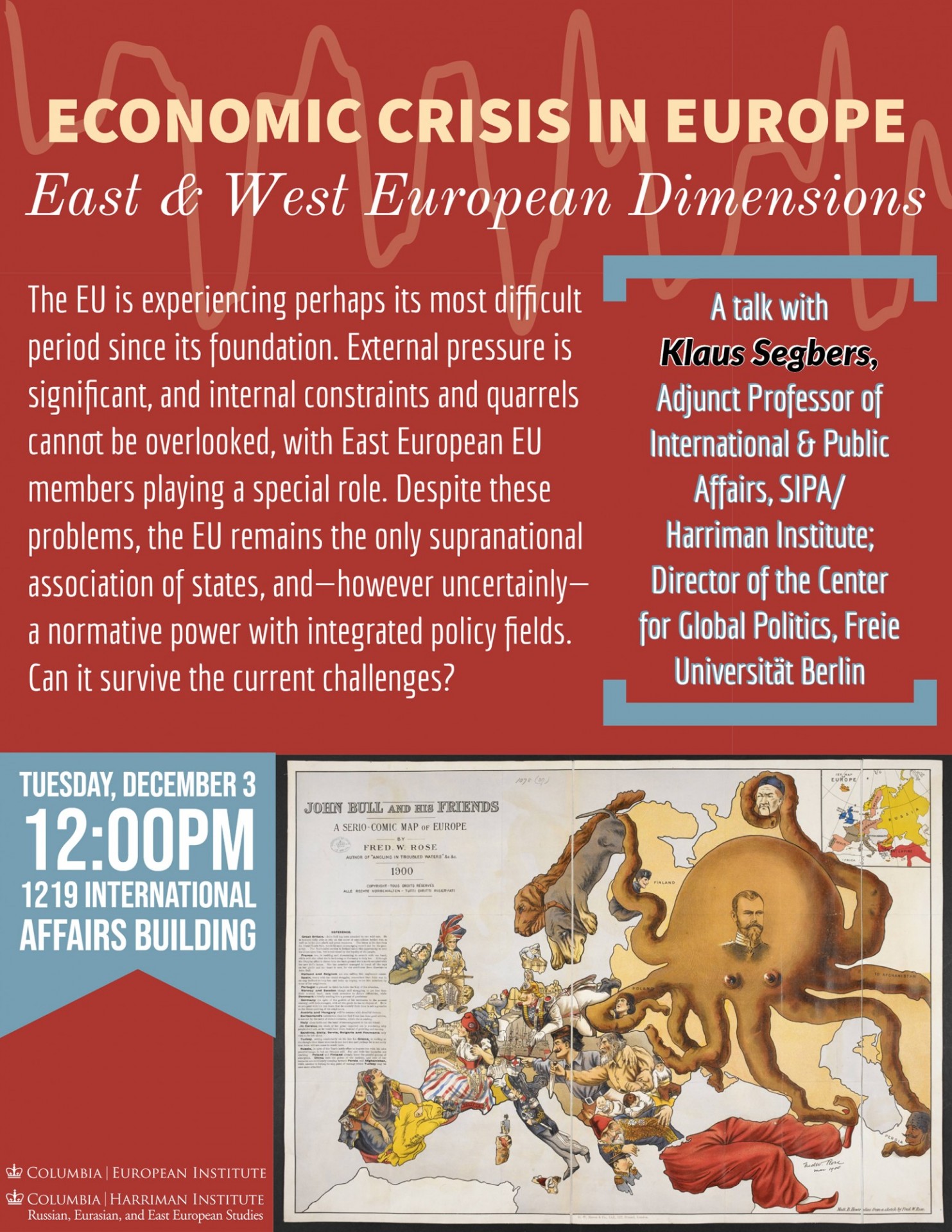 Flyer advertising event Economic Crisis in Europe, East and West European Dimensions