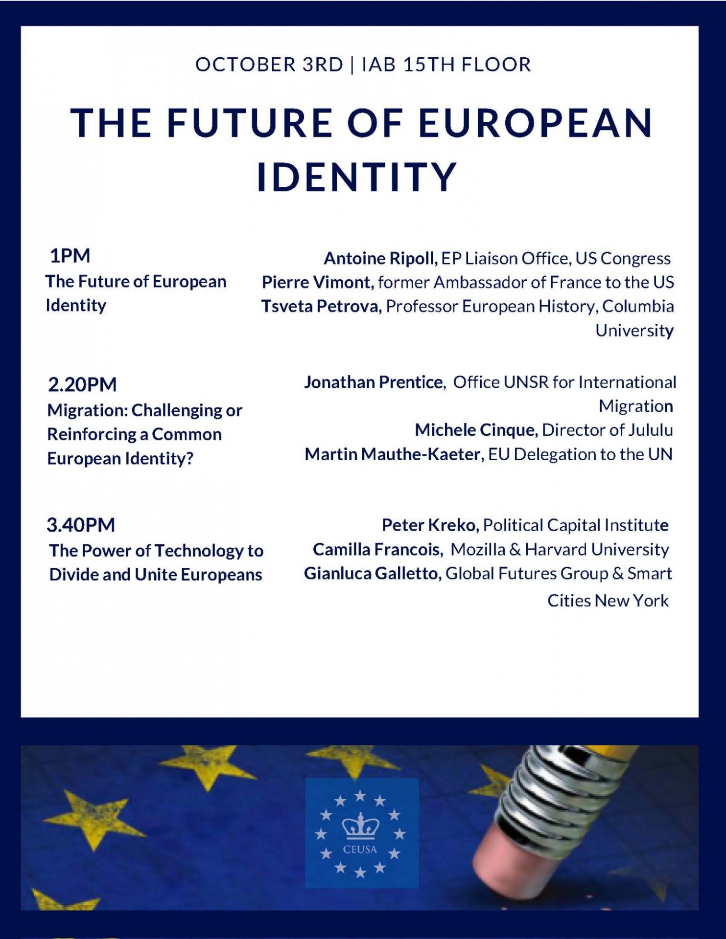Poster for event program "The Future of European Identity"